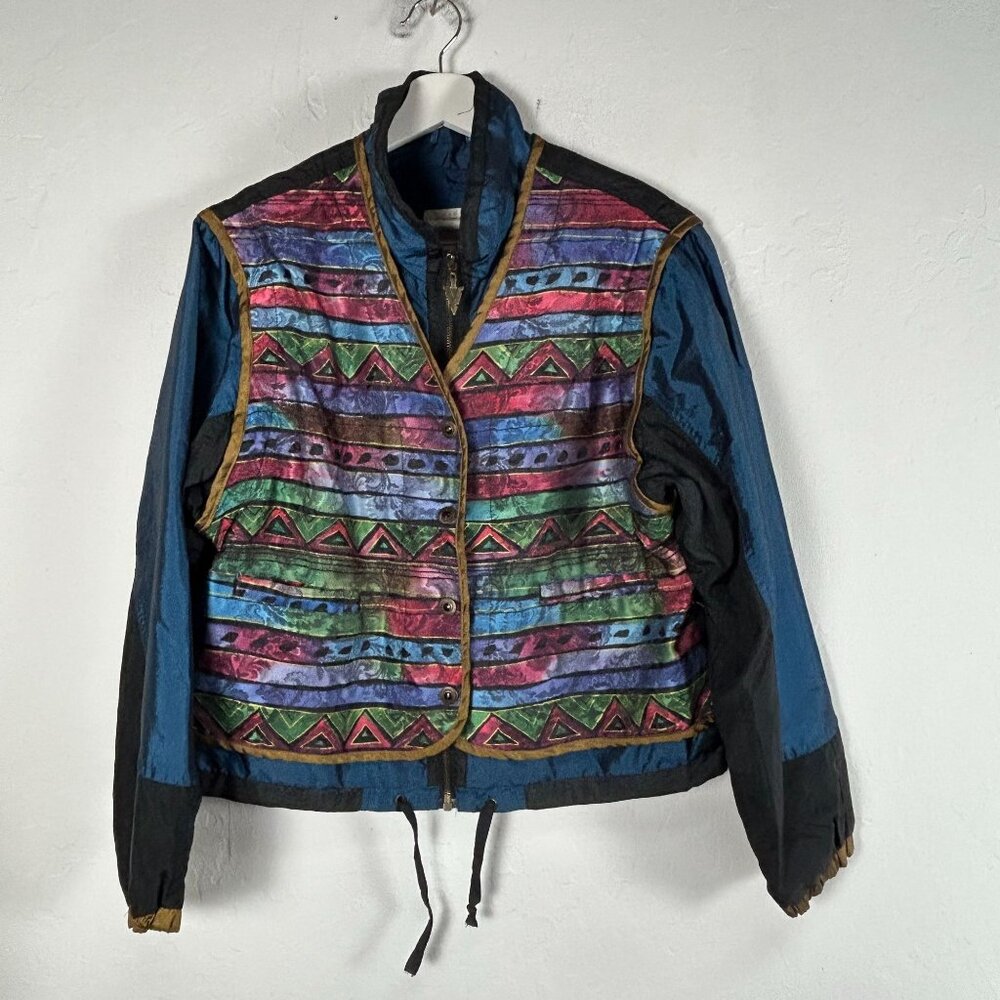 Vintage Petite Sophisticate Collection Women Multicolor Aztec Vest Jacket Medium